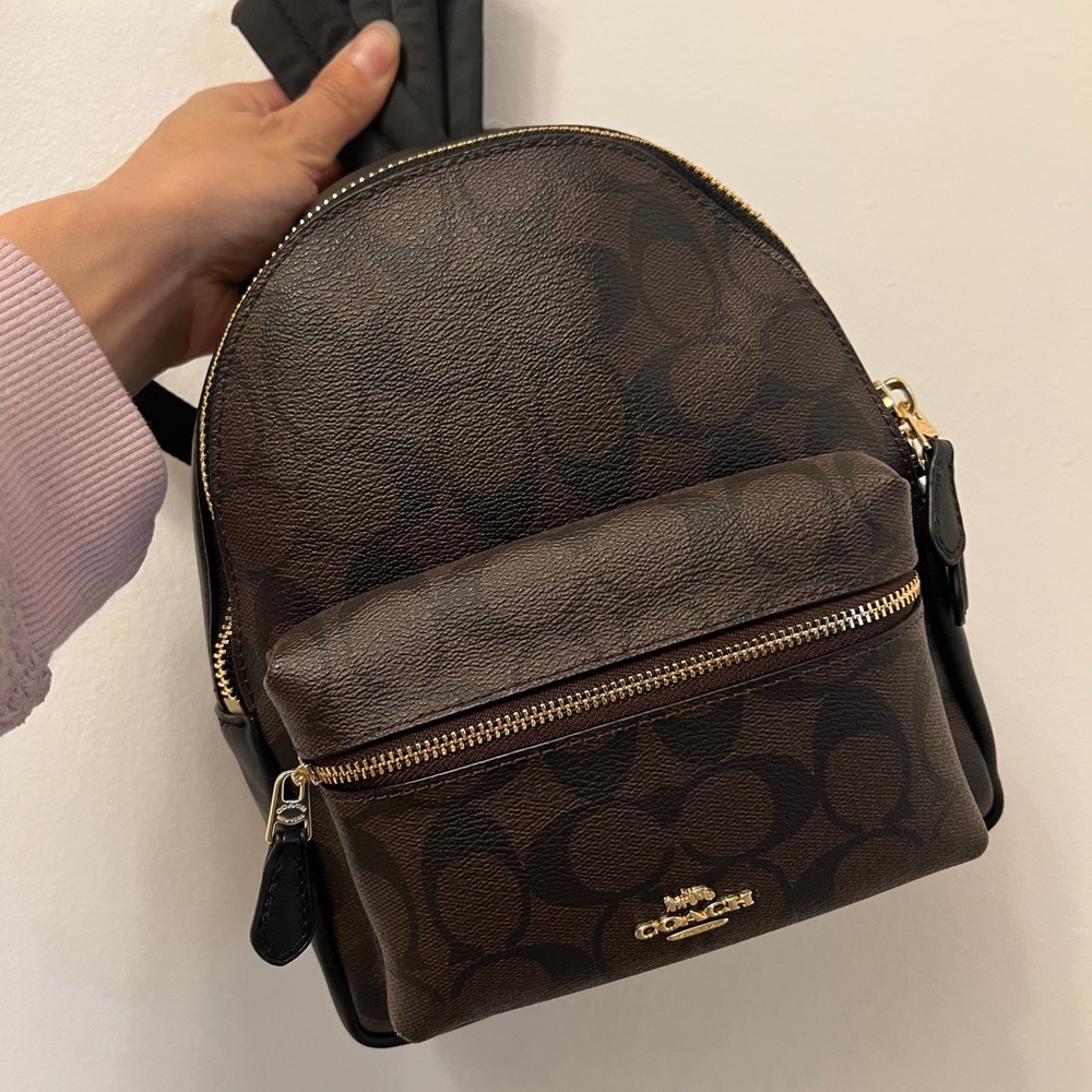 NWT Coach LogoSignature Leather Small Backpack Bag